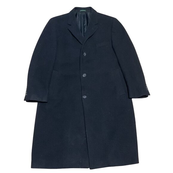 Black Wool Cashmere Blend Overcoat Size 44R Lauren Ralph Lauren Classic Business - Picture 2 of 6